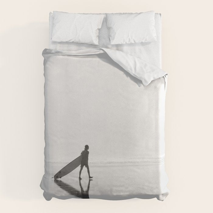 Modern Coastal Surfer Photography Duvet Cover Gallery Image 1