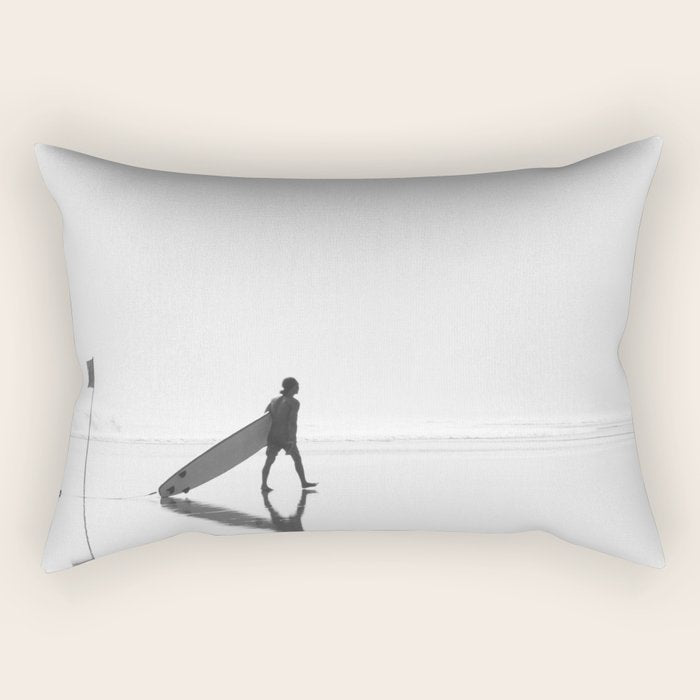 Modern Coastal Surfer Photography Rectangular Pillow Gallery Image 1