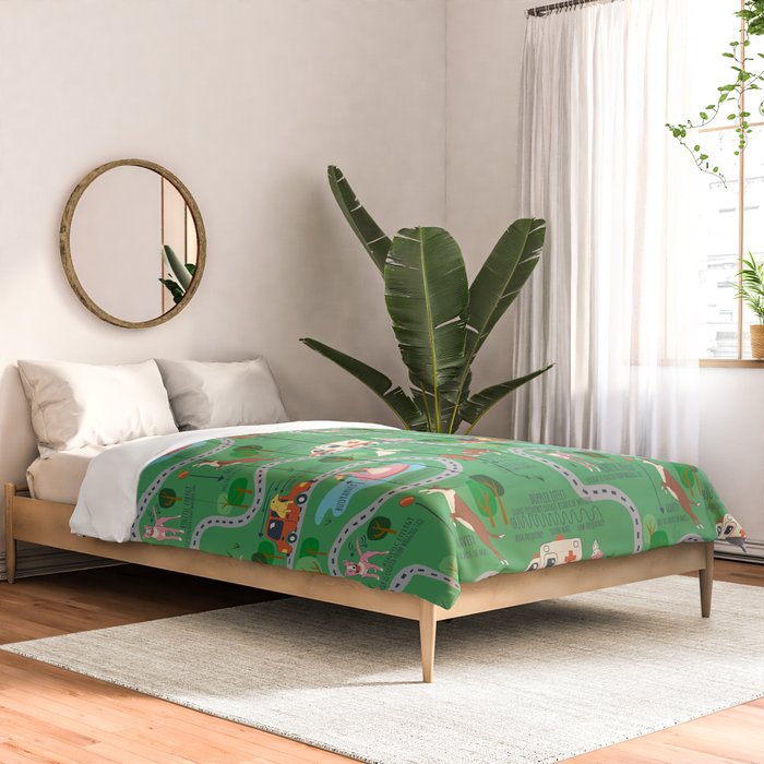 Fursics Cute Dog Park Physics Learning Pattern by Carrie Cantwell Educational STEM Playmat Design Comforter Gallery Image 2