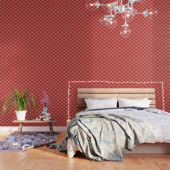 Bows & Ribbons Pattern XII Cherry Red Wallpaper Gallery Image 1