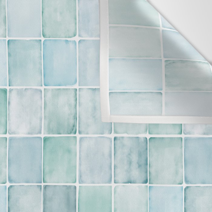 Sea Glass Tiles Watercolor Wall Tapestry Gallery Image 3
