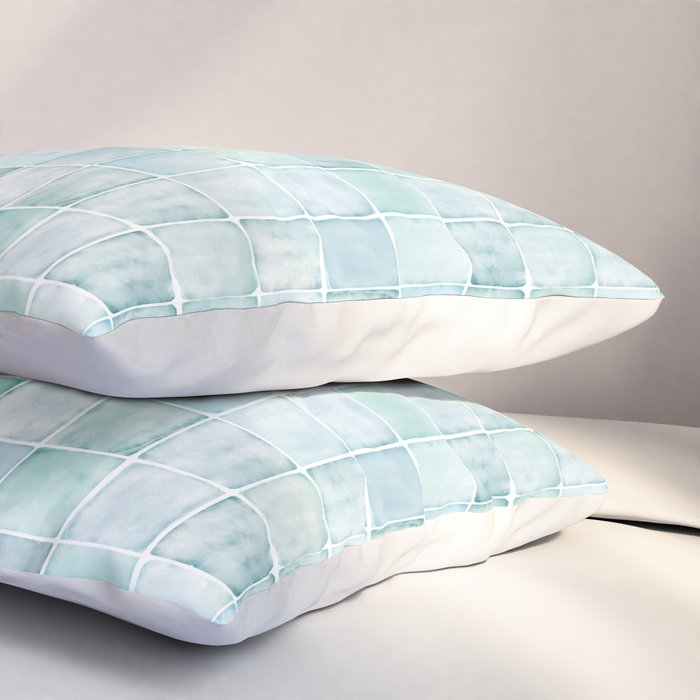Sea Glass Tiles Watercolor Pillow Sham Gallery Image 3