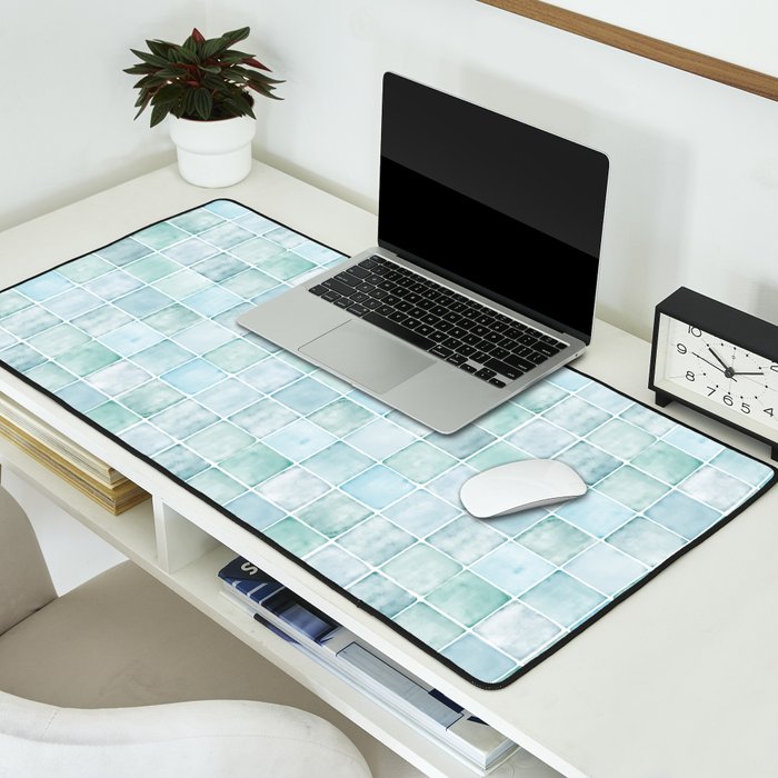 Sea Glass Tiles Watercolor Desk Mat Gallery Image 2