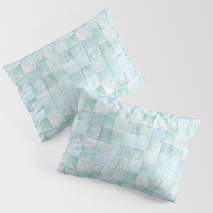 Sea Glass Tiles Watercolor Pillow Sham Gallery Image 1