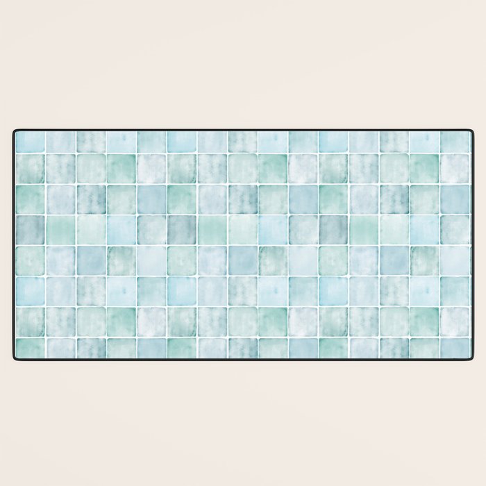 Sea Glass Tiles Watercolor Desk Mat Gallery Image 3