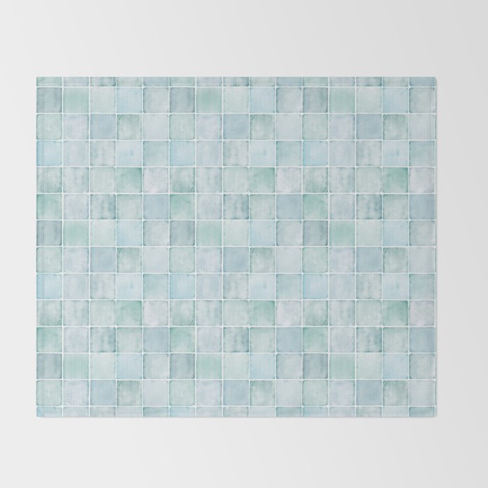 Sea Glass Tiles Watercolor Throw Blanket Gallery Image 2