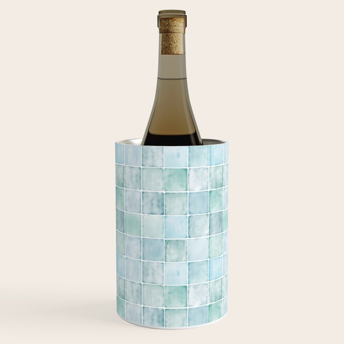 Sea Glass Tiles Watercolor Wine Chiller Gallery Image 2