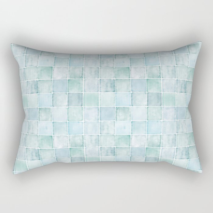 Sea Glass Tiles Watercolor Rectangular Pillow Gallery Image 1