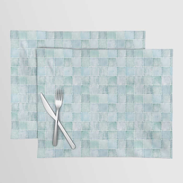 Sea Glass Tiles Watercolor Placemat Gallery Image 1