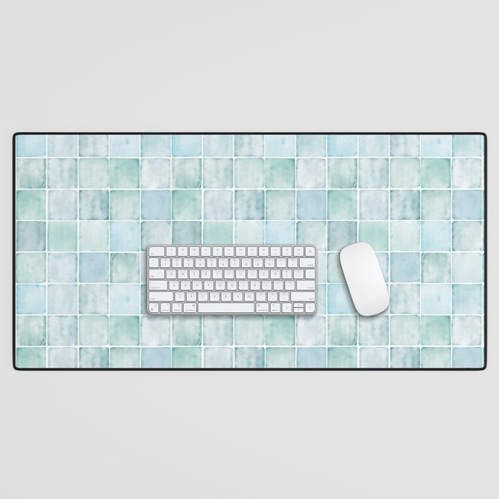 Sea Glass Tiles Watercolor Desk Mat Gallery Image 1