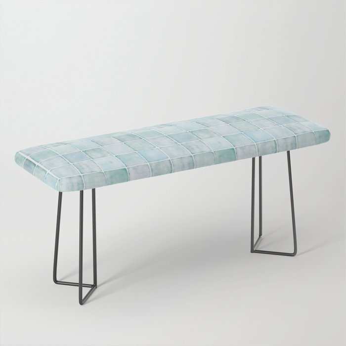 Sea Glass Tiles Watercolor Bench