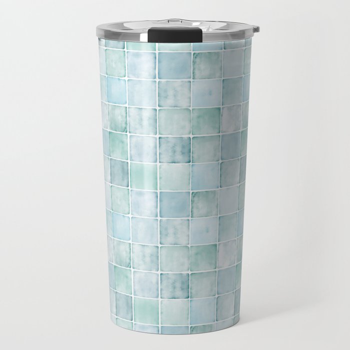 Sea Glass Tiles Watercolor Travel Mug Gallery Image 1