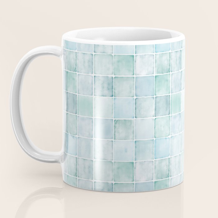 Sea Glass Tiles Watercolor Coffee Mug Gallery Image 3