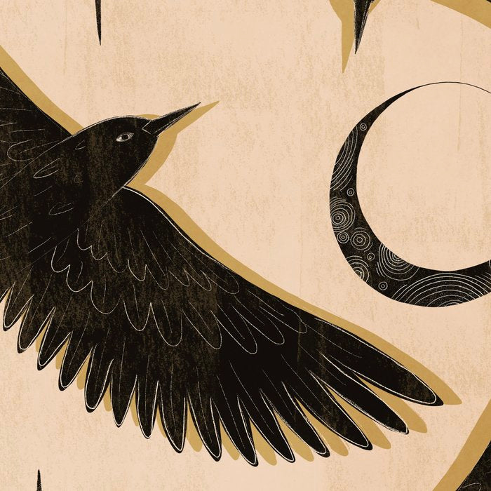 Black birds flying with the Moon Coffee Mug Gallery Image 2