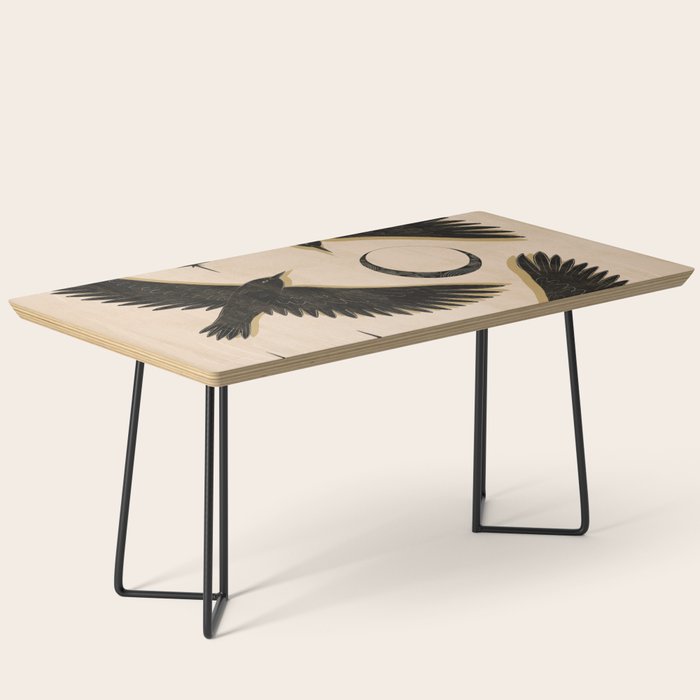 Black birds flying with the Moon Coffee Table Gallery Image 1