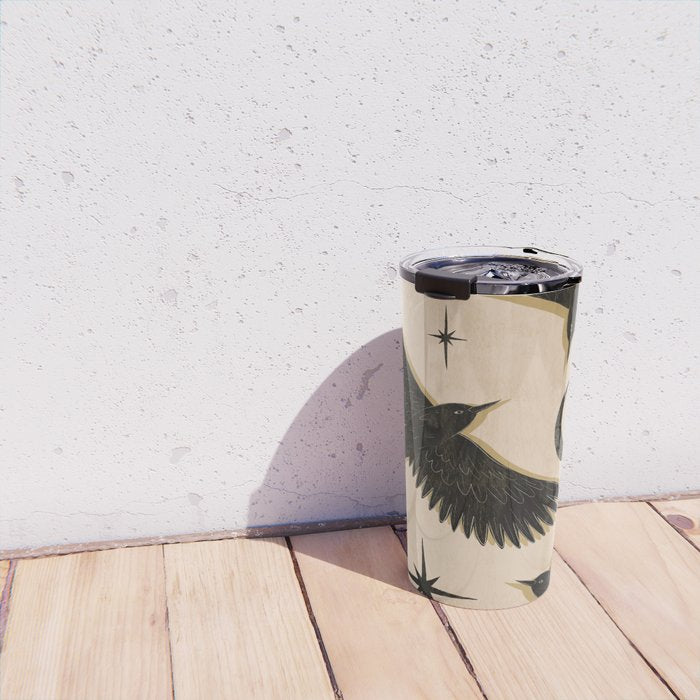 Black birds flying with the Moon Travel Mug Gallery Image 4