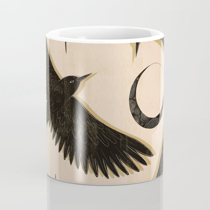 Black birds flying with the Moon Coffee Mug Gallery Image 4