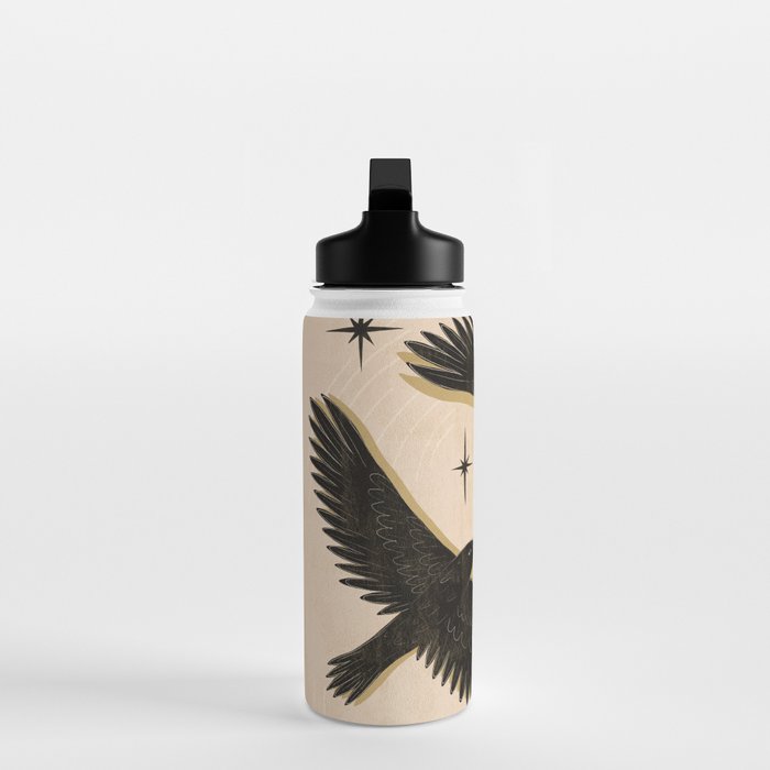 Black birds flying with the Moon Water Bottle Gallery Image 3