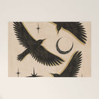 Black birds flying with the Moon Welcome Mat Gallery Image 1