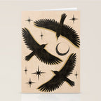 Black birds flying with the Moon Stationery Card Gallery Image 2