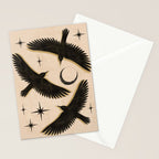Black birds flying with the Moon Stationery Card Gallery Image 2