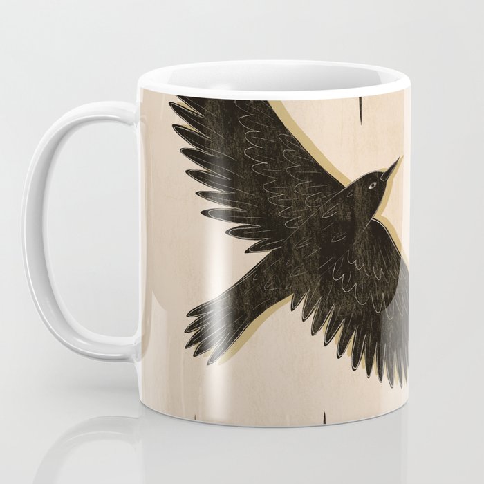 Black birds flying with the Moon Coffee Mug Gallery Image 3