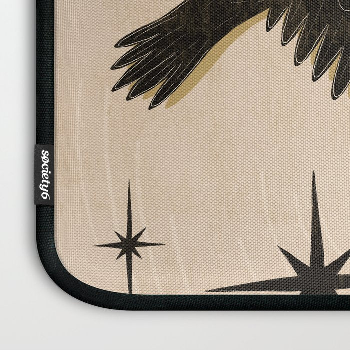 Black birds flying with the Moon Laptop Sleeve Gallery Image 3