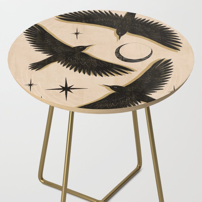 Black birds flying with the Moon Side Table Gallery Image 2