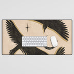 Black birds flying with the Moon Desk Mat Gallery Image 1