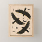 Black birds flying with the Moon Mini Art Print Gallery Image 1