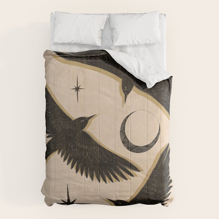 Black birds flying with the Moon Comforter Gallery Image 6