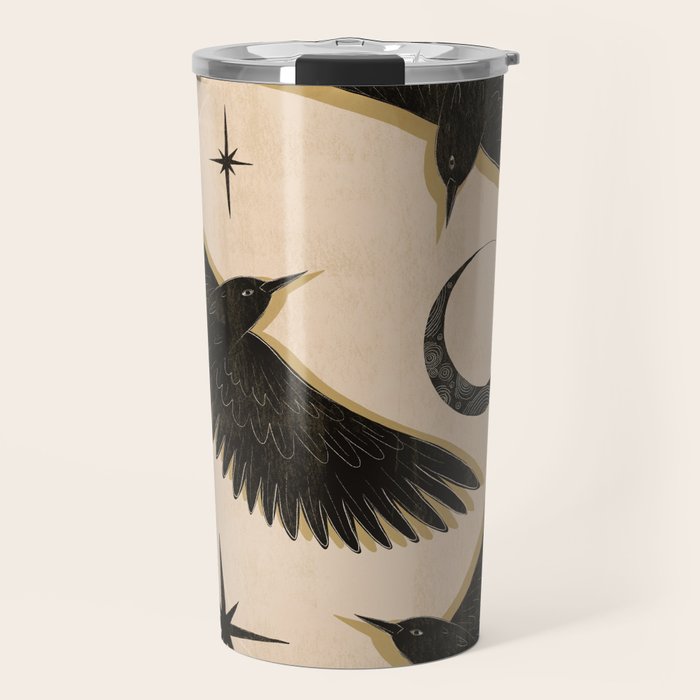 Black birds flying with the Moon Travel Mug Gallery Image 1