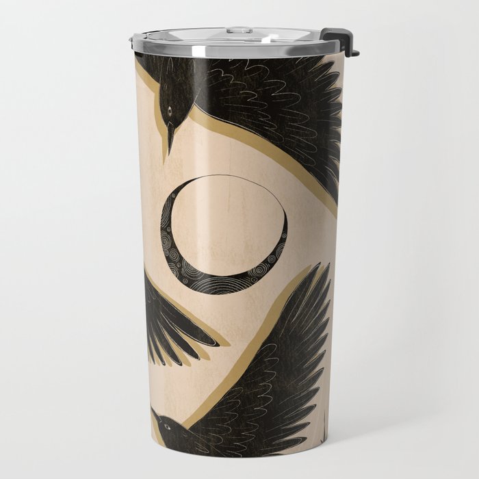 Black birds flying with the Moon Travel Mug Gallery Image 2