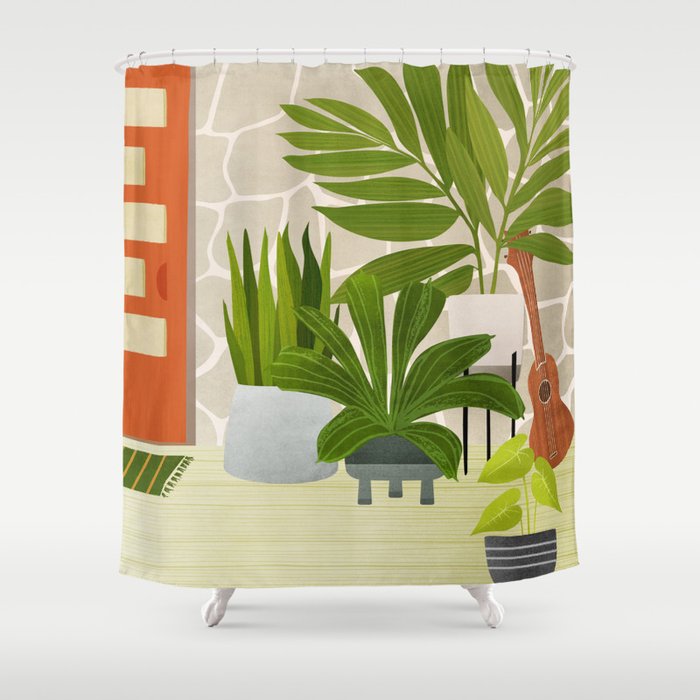 Modern Outdoor Oasis Shower Curtain Gallery Image 1