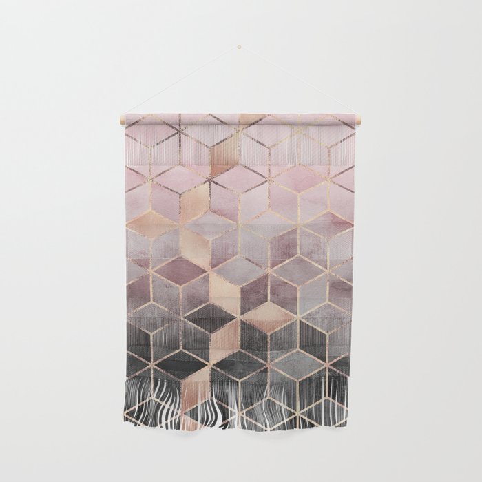 Pink And Grey Gradient Cubes Wall Hanging Gallery Image 1