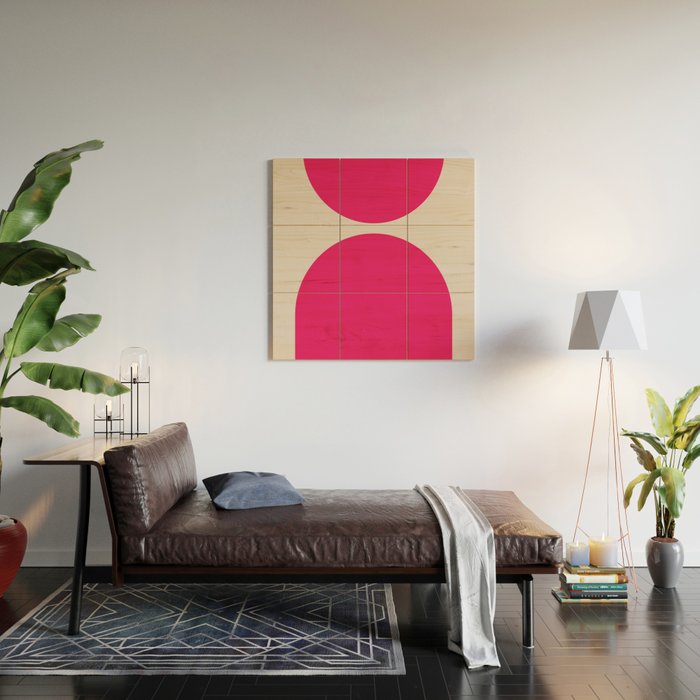 Mid-Century Modern Arches in Hot Pink Wood Wall Art Gallery Image 2