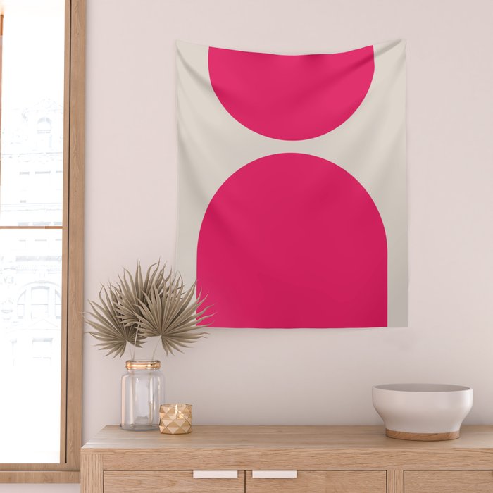 Mid-Century Modern Arches in Hot Pink Wall Tapestry Gallery Image 2