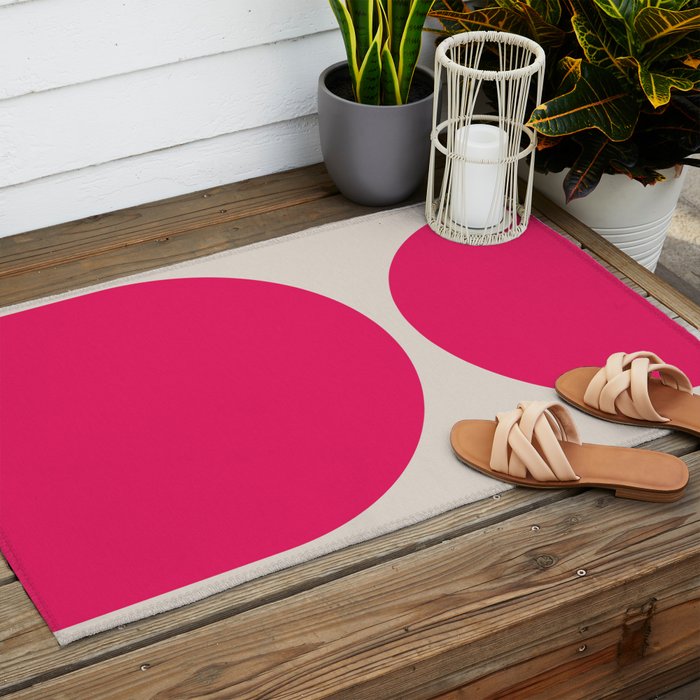 Mid-Century Modern Arches in Hot Pink Outdoor Rug Gallery Image 2