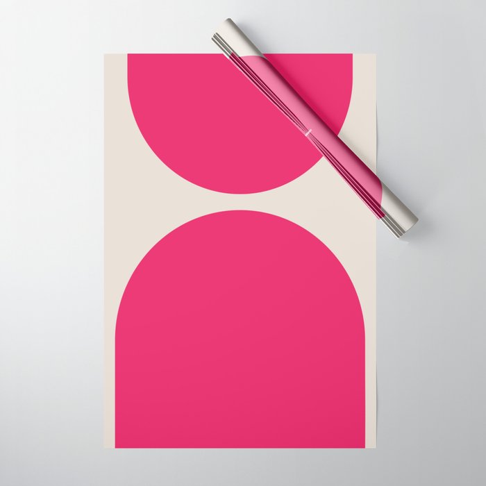 Mid-Century Modern Arches in Hot Pink Wrapping Paper Gallery Image 1