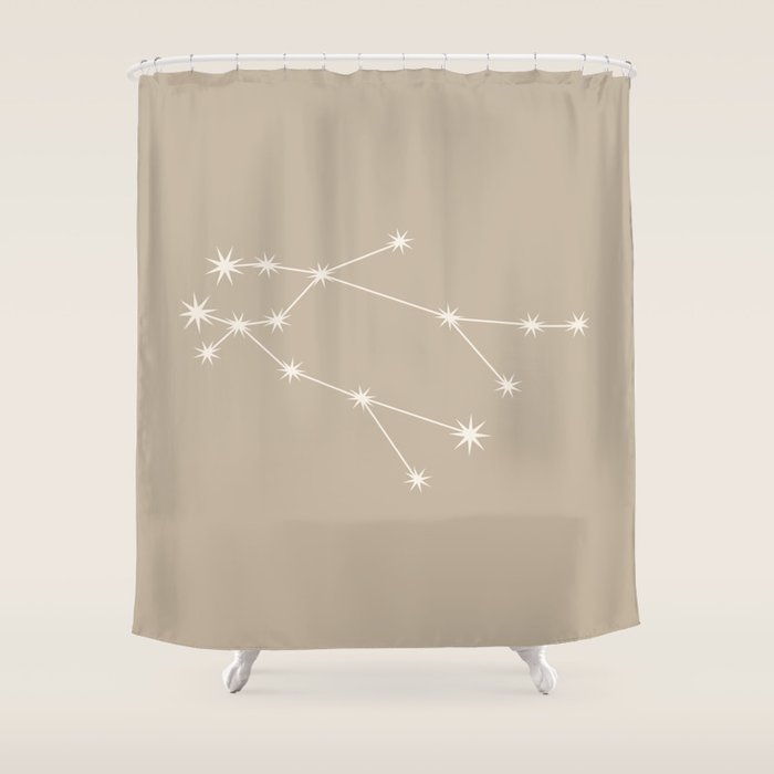 Gemini Zodiac Star Constellation Line Art Beige Shower Curtain Gallery Image 1