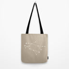 Gemini Zodiac Star Constellation Line Art Beige Tote Bag Gallery Image 2