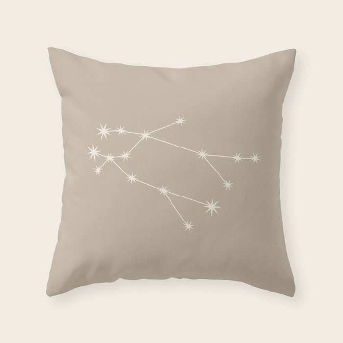 Gemini Zodiac Star Constellation Line Art Beige Throw Pillow Gallery Image 1