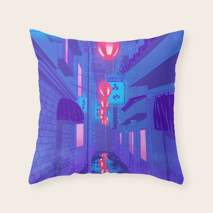 Shibuya Nights Throw Pillow Gallery Image 1