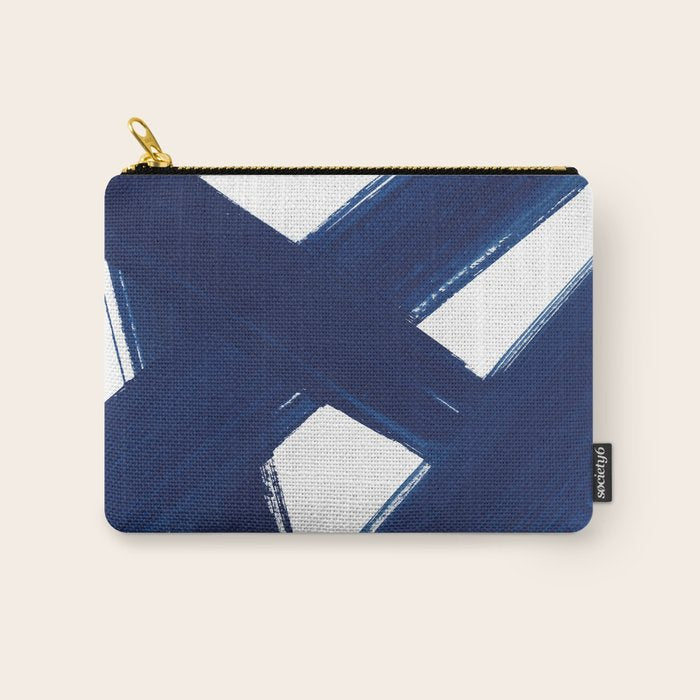 Indigo Abstract Brush Strokes | No. 3 Carry All Pouch Gallery Image 1