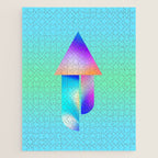 Space Ship Vibrant Blue-Green Colors Minimalist Modern Abstract Illustration  Jigsaw Puzzle Gallery Image 1
