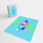 Space Ship Vibrant Blue-Green Colors Minimalist Modern Abstract Illustration  Jigsaw Puzzle Gallery Image 2