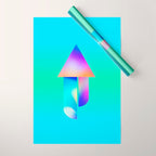 Space Ship Vibrant Blue-Green Colors Minimalist Modern Abstract Illustration  Wrapping Paper Gallery Image 1