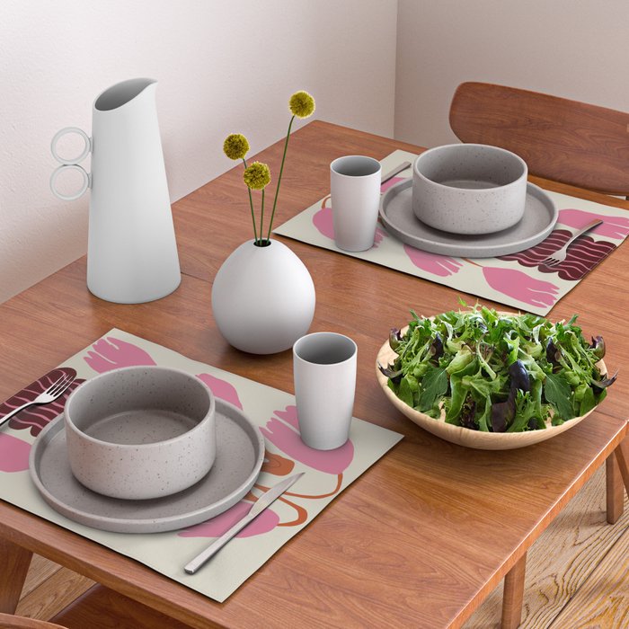 Pink dropping flower pottery   Placemat Gallery Image 2