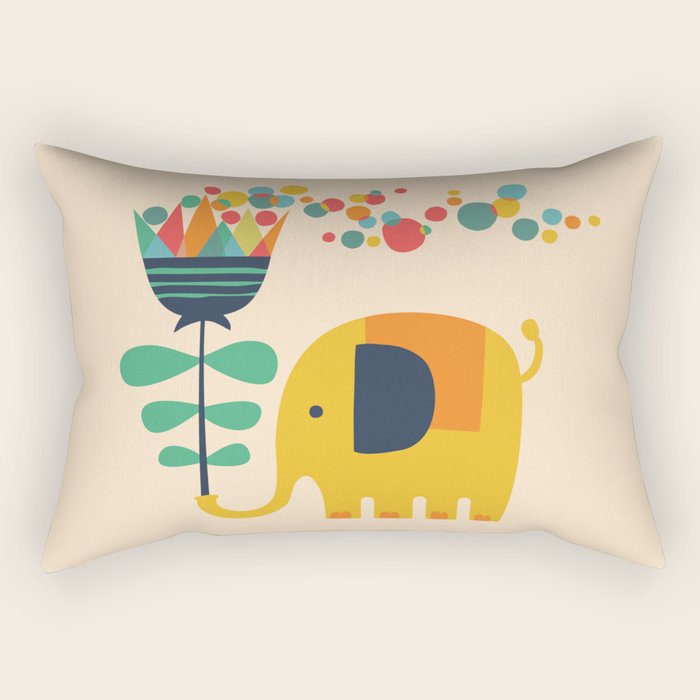 Elephant with giant flower Rectangular Pillow Gallery Image 1