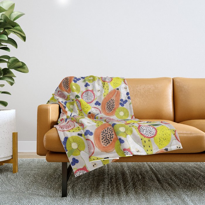 Tropical fruits Throw Blanket Gallery Image 1
